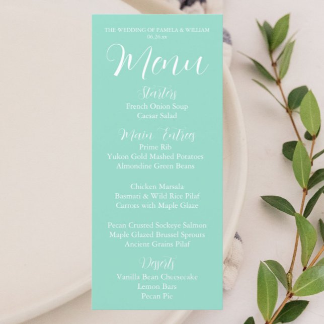 Menu Dîner Mariage à la Seafoam (In Situ Table)