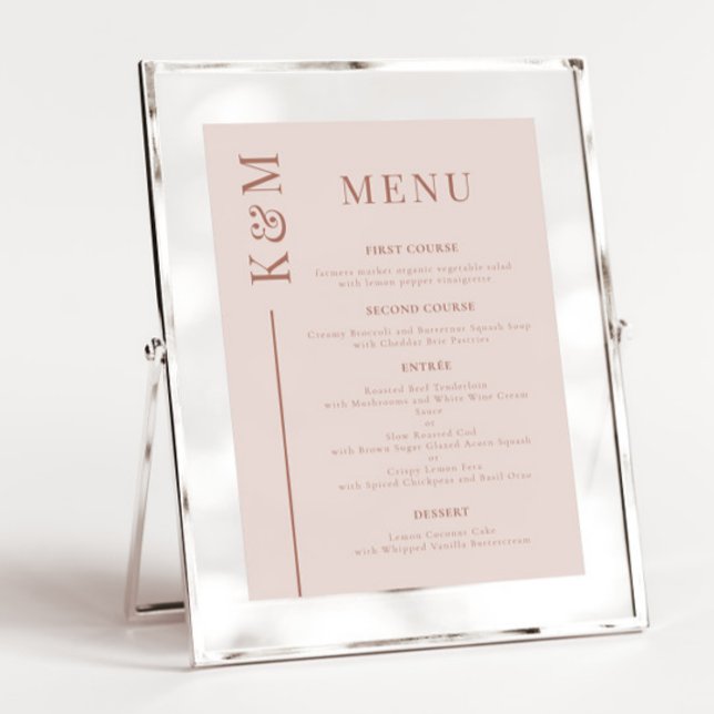 Menu Dîner Mariage en ligne rose vif (Créateur téléchargé)