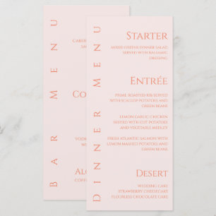 Menu Dîner mariage et Bar Menu-Blush