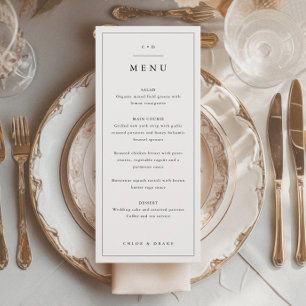 Menu Dîner Mariage noir et blanc simple