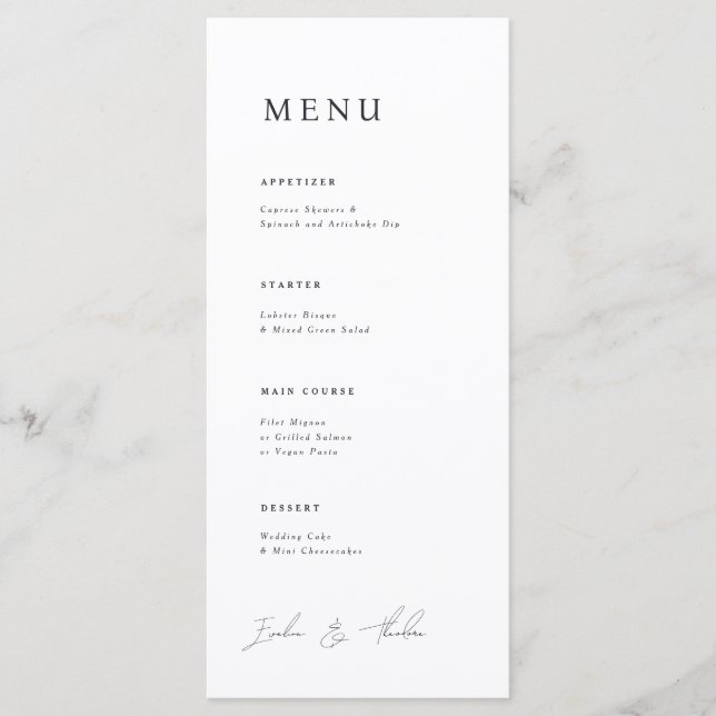 Menu Dîner Mariage Parker (Devant)