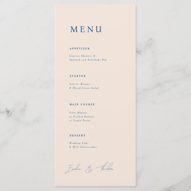 Menu Dîner Mariage Parker (Devant)