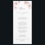Menu Dîner Mariage Spring Cherry Blossom<br><div class="desc">Cette carte de dîner mariage de printemps en fleurs de cerisier est parfaite pour un mariage moderne. Le design oriental floral présente une branche de cerisier couleur rose vif blanc et des feuilles verts au style japonais élégant. Ce menu peut être utilisé pour une réception de mariage, un dîner de...</div>