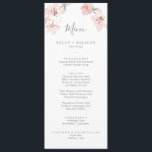 Menu Dîner Mariage Spring Cherry Blossom<br><div class="desc">Cette carte de dîner mariage de printemps en fleurs de cerisier est parfaite pour un mariage moderne. Le design oriental floral présente une branche de cerisier couleur rose vif blanc et des feuilles verts au style japonais élégant. Ce menu peut être utilisé pour une réception de mariage, un dîner de...</div>