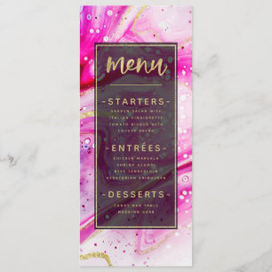 Menu Dîner Rose Marble avec éclaboussure d'encre et feu