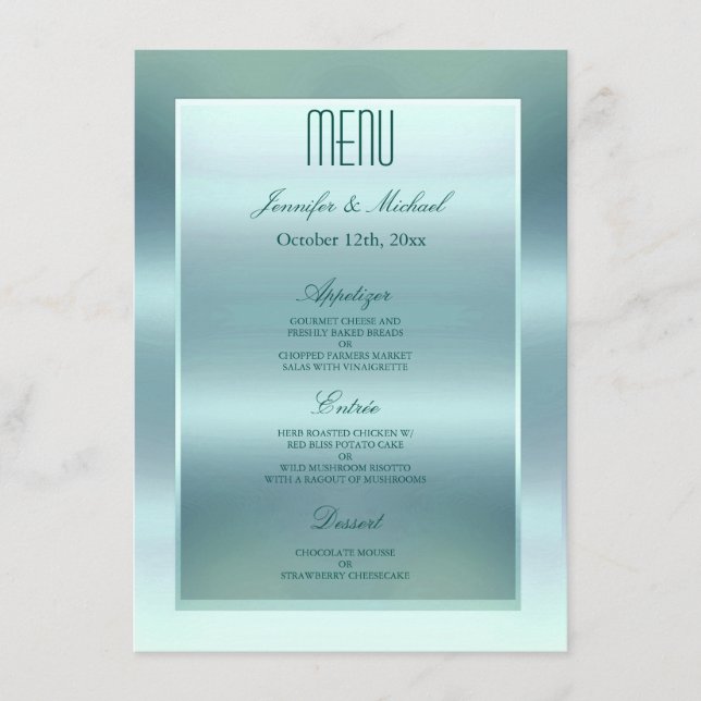 Menu Dîner | Satin Turquoise (Devant)