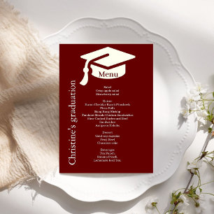 Menu dîner simple Burgundy Graduation Party