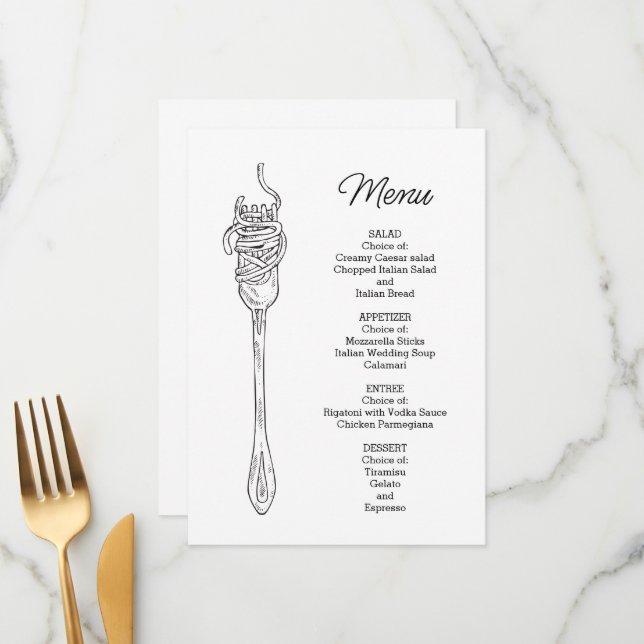 Menu Dîner Spaghetti (Devant/Arrière en situation)