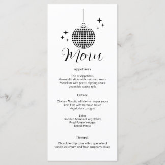 Menu Disco Ball Dinner