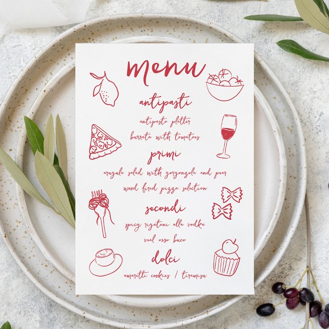 Menu Dolce Vita Dîner italien manuscrit (Créateur téléchargé)