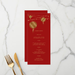Menu Double Happiness Gold Lanterns Mariage chinois rou