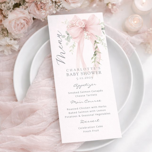 Menu Douce Élégance de Verdure Baby Shower Neutre (Créateur téléchargé)
