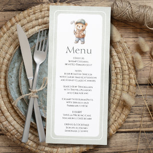 Menu Douce Ourson de Golf Vert Personnalisé Baby Shower