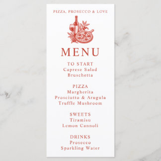 Menu Douche de Mariée Pizza Prosecco Terracotta Italien