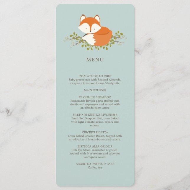 Menu doux d'événement de Fox de région boisée (Devant)