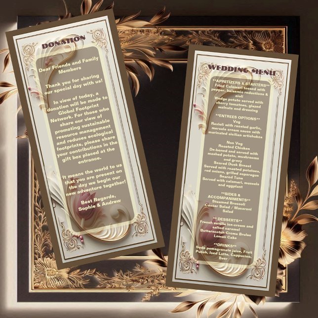 Menu Doux Golden Baroque Grandeur Tulip Floral Mariage (Soft Golden Baroque Grandeur Tulip Floral Wedding Menu)