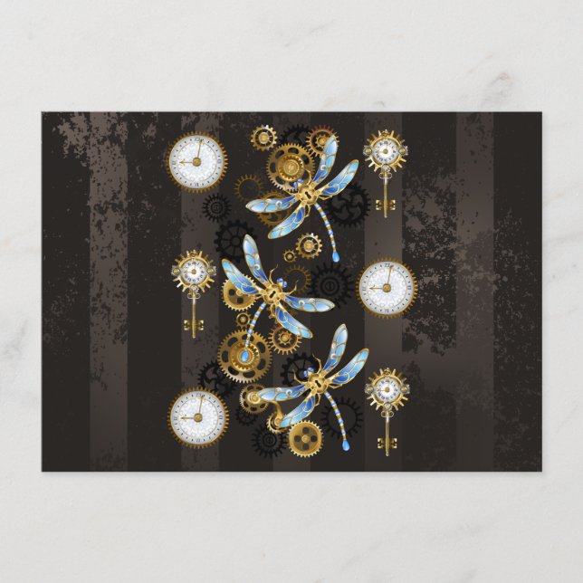 Menu Dragonflies de Steampunk sur arrière - plan rayé b (Devant)