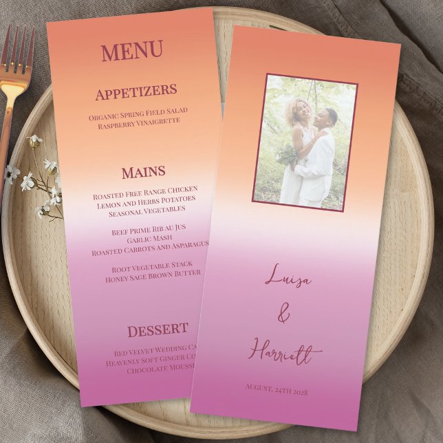 Menu Drapeau de fierté à dégradé de mariage lesbien Pho (Créateur téléchargé)