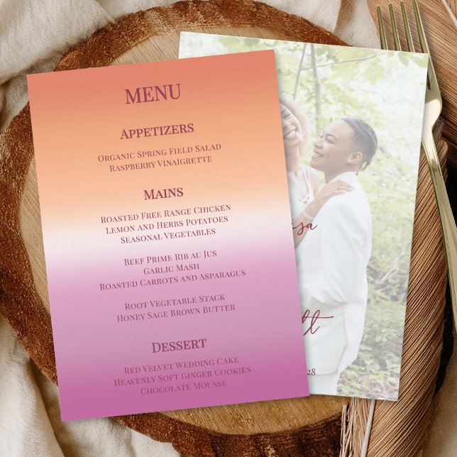 Menu Drapeau de fierté à dégradé de mariage lesbien Pho (Créateur téléchargé)
