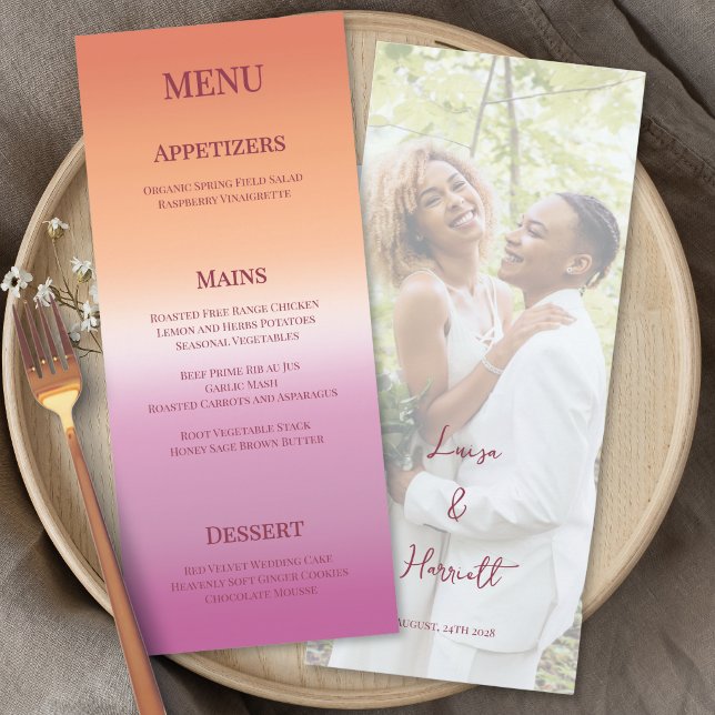 Menu Drapeau de fierté à dégradé de photo de mariage le (Créateur téléchargé)