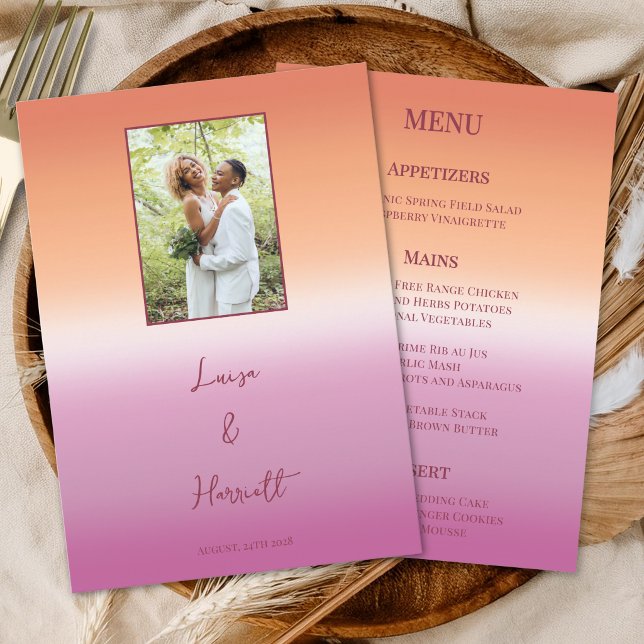Menu Drapeau de fierté au dégradé de photo de mariage l (Créateur téléchargé)