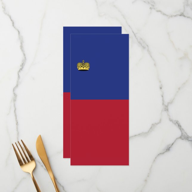 Menu Drapeau du Liechtenstein (Devant/Arrière en situation)