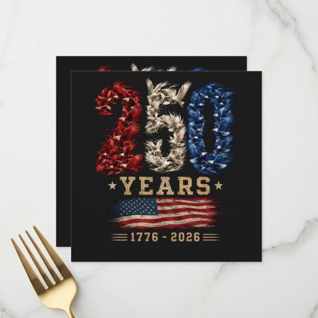 Menu Drapeau patriotique de l'aigle américain 250 ans (Devant/Arrière en situation)