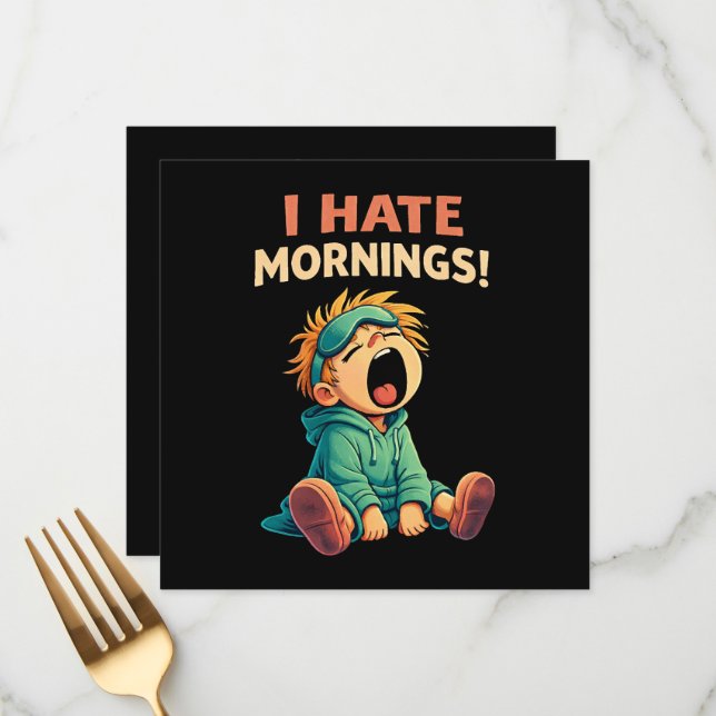 Menu Drôle Je déteste les matins Somnolent (Devant/Arrière en situation)
