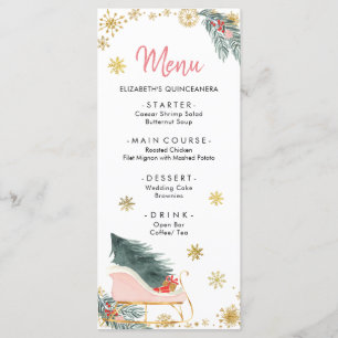 Menu du Baby shower d'hiver Snowflake Gold Rose Sl