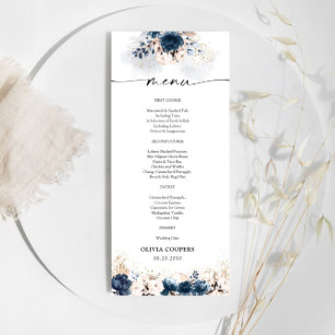 Menu du Baby shower Rose bleu et Dusty Marine