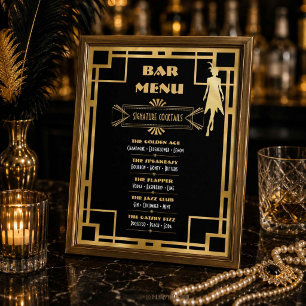 Menu du bar Art Déco Gatsby les Années Folles