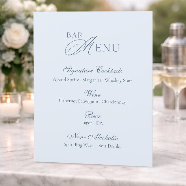 Menu du bar de mariage Bleu poussiéreux (Créateur téléchargé)