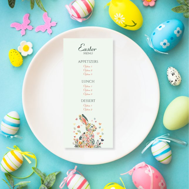Menu du brunch du lapin de jardin printanier (Créateur téléchargé)