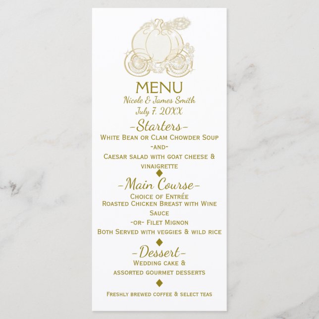 Menu du Carrosse en Cendres Dorées de la Princesse (Devant)