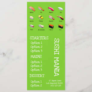 Menu du dîner au restaurant japonais sushi wasabi
