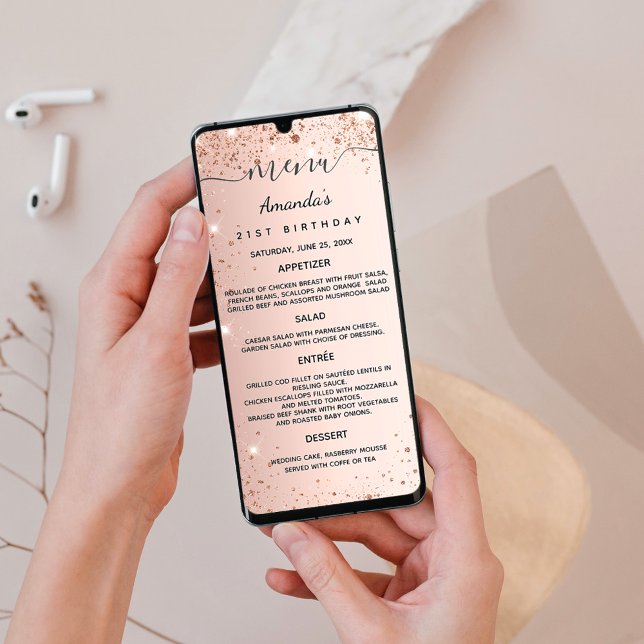 Menu du dîner d'anniversaire Carte de parties scin (Créateur téléchargé)