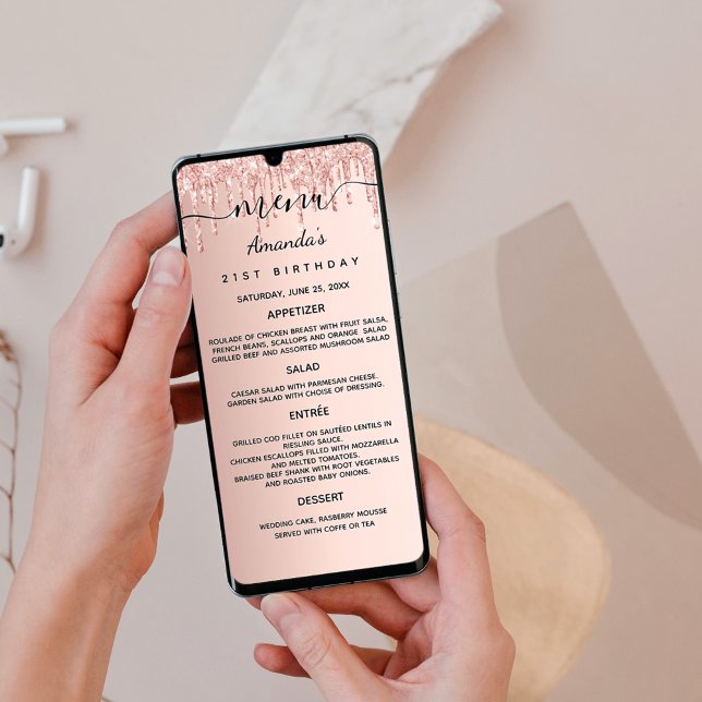 Menu du dîner d'anniversaire Carte de parties scin (Créateur téléchargé)