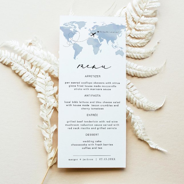 Menu du dîner de destination sur carte bleue | Car (Créateur téléchargé)