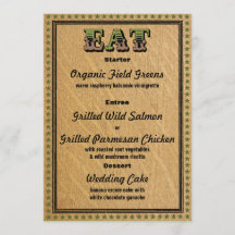 Menu du dîner de la soirée de réception de style o