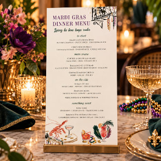 Menu du dîner de Mardi Gras La Nouvelle-Orléans