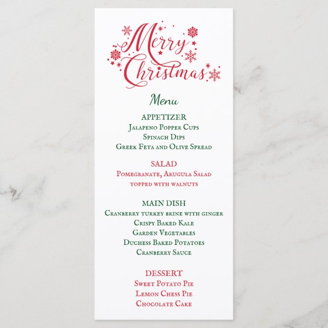 Menu du dîner de Noël (Devant)