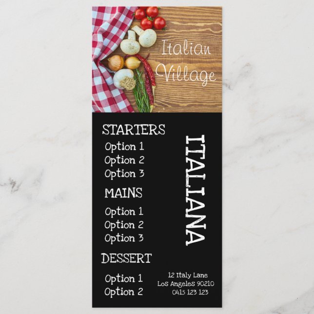 menu du dîner de pizza de restaurant italien (Devant)