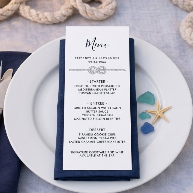 Menu du dîner de répétition de mariage Nœud Naútic (Créateur téléchargé)