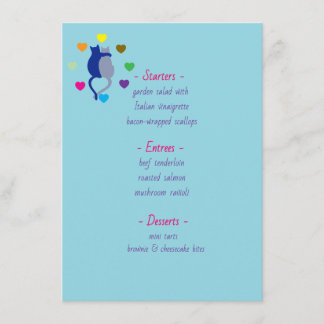 Menu du dîner de répétition pour le couple de chat