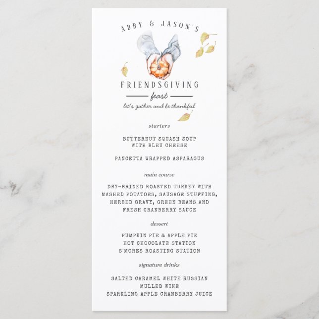 Menu du dîner de Thanksgiving et Friendsgiving (Devant)