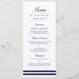 Menu du dîner des Mariages de la Marine Nautique