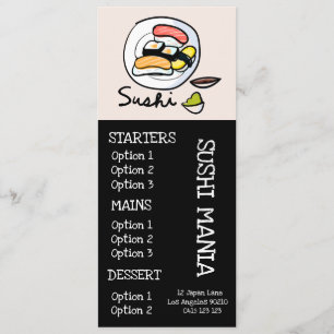 Menu du dîner du restaurant japonais Sushi