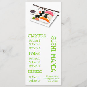 Menu du dîner du restaurant japonais Sushi