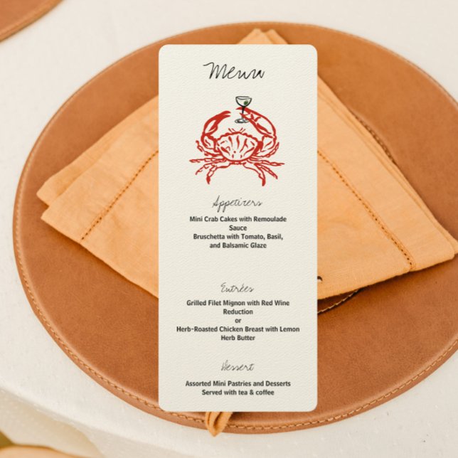 Menu du dîner festif de crabe Dessin de crabe (Créateur téléchargé)