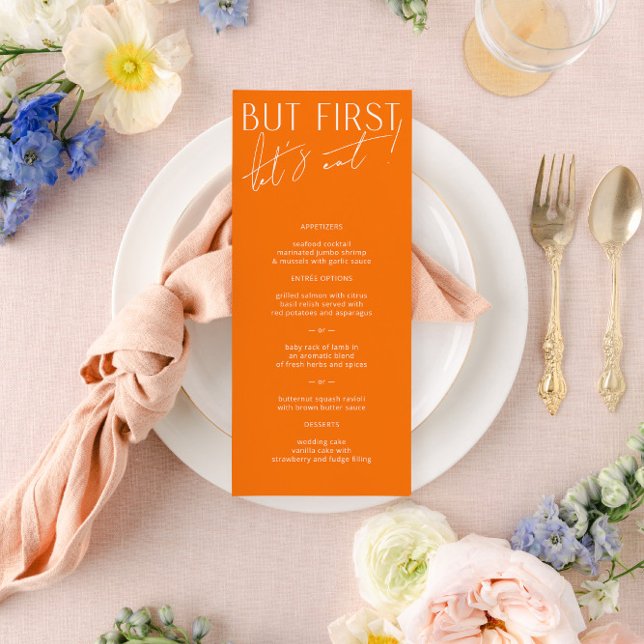 Menu du dîner Mariage minimaliste moderne orange v (Créateur téléchargé)